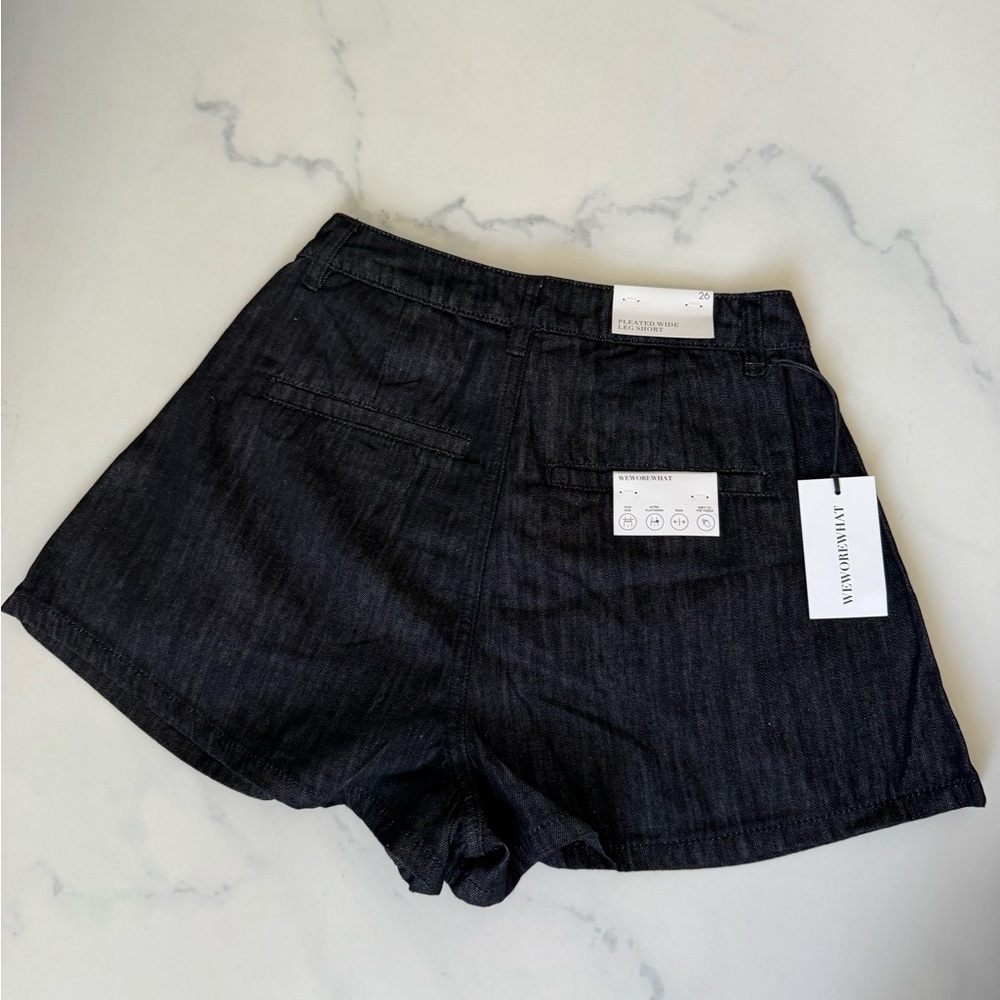 WeWoreWhat Wide Leg Dark Denim Jean Shorts - Picture 4 of 5